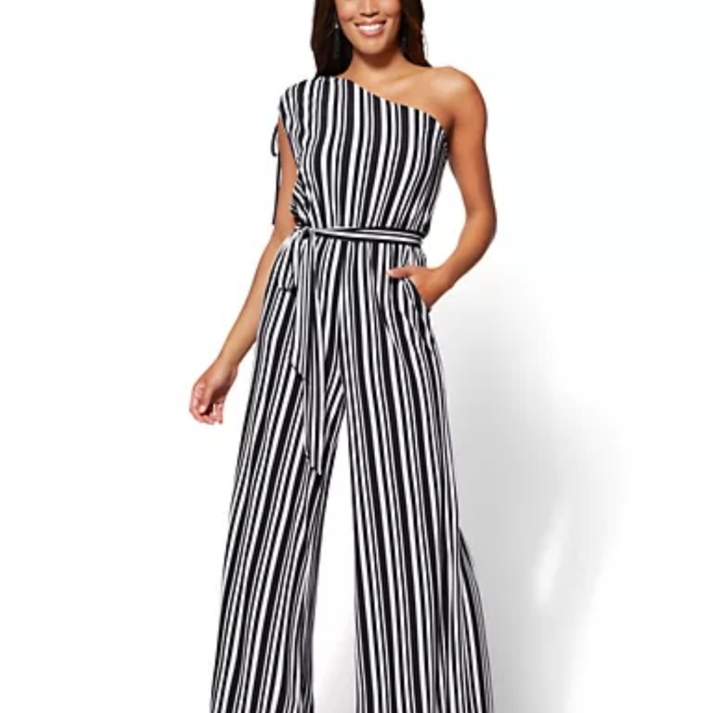New York & Company One Shoulder Jumpsuit